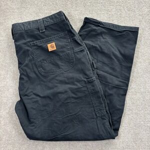 Carhartt Black Original Fit Dungaree Carpenter Work Pants Mens Sz 42x30 EUC B151